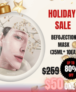 Befojection Mask (35ml / 10pcs)_Black Friday Sale Befojection Mask Resmelin 20,000ppm Centella Asiatica 388,800ppm Feel confident in your own skin. Start building an effective skincare routine. BEFOJECTION MASK removes sebum and dead skin cells and delivers rich active ingredients to nourish the skin in order to prep the skin to its maximum condition before getting treatment. Customer Skin Concerns: Aged Skin - Loss of elasticity, Deep wrinkles, Loss of volume, Enlarged pores Acne-prone Skin - Breakouts, Excessive sebum, Dead skin build-up, Clogged pores Sensitive Skin - Redness, Recovery slows down, Increased skin temperature, Hyperpigmentation Dry Skin - Caky makeup, Rough skin texture, Dehydrated skin, Tiny bumps