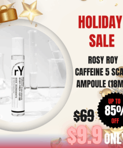 Rosyroy Caffeine 5 Scalp Ampoule 18 ml / 0.60fl.oz_Black Friday Sale *Product expires 9/2026 Exosome ampoule for scalp care, hairline care, hairloss care Plant-Derived Hairline Ampoule for Thinning Hair A simple yet effective solution for M-shaped hair loss, formulated with plant-derived ingredients that help improve the scalp environment and nourish the roots. 3-Step Scalp Nutrition System 1st Generation: Stem Cell Culture Extract 2nd Generation: Deer Antler Cell Culture Extract 3rd Generation: Caffeine Complex Other key Ingredients Salicylic Acid – Exfoliates and removes dead skin buildup L-Menthol – Provides a refreshing cooling sensation Dexpanthenol – Nourishes and strengthens the hair Easy Roll-On Type Effortlessly treat your hairline and sparse scalp areas with a convenient roll-on applicator. #HairLossAmpoule #HairLossSerum #ScalpAmpoule #ScalpCare Recommended For Concerned about an M-shaped receding hairline Want fuller-looking baby hairs when tying your hair Want to target a visibly thinning part Prefer a simple, non-sticky formula Want a fresh, cooling sensation on the scalp How to Use Use every morning and evening after a shower or shampoo. Shake well before use. Gently roll along the hairline area. Roll onto the scalp wherever needed. For best results, use consistently for at least 4 weeks. Ingredients: Water, Caffeine (5%), Niacinamide, 1,2-Hexanediol, Butylene Glycol, C12-14 Pareth-12, Methyl Disopropyl propionamide, Ficus Carica (Fif) Vesicles, Ammonium Acryloyldimethyltaurate/VP Copolymer, Arginine, Salicyclic Acid, Panthenol, Glycerin, Menthol, Juniperus Virginiana Oil, Citrus Aurantium Bergamia (Bergamot) Fruit Oil, Rosmarinus Officinalis (Rosemary) Leaf Oil, Citrus Aurantium Bergamia (Bergamot) Fruit Oil, Rosmarinus Officinalis (Rosemary) Leaf Oil, Disodium EDTA, Pinus Sylvestris Leaf Oil, Lavandula Hybrida Oil, Copaifera Officinalis (Balsam Copaiba) Resin, Melaleuca Alternifolia (Tea Tree) Leaf Oil, Mentha Piperita (Peppermint) Oil, Cupressus Sempervirens Leaf/Nut/Stem oil, Linalool, Limonene HAIR