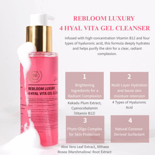 Rebloom Luxury 4 Hyal Vita Gel Cleansing (200ml) - Image 4