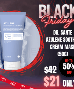 Dr. Sante Azulene Soother Cream Mask (50g) Formulated with 1,000ppm Guaiazulene and Chamomile Flower Water, the Azulene Soother Cream Mask features a unique blend of soft lavender-blue hues and a rich cream texture. Dexpanthenol 20,000ppm A core ingredient for skin barrier repair, protection, and self-regeneration. 8 Types of Hyaluronic Acid & Polyglutamic Acid Recharge moisture through multiple skin layers with 10 times the hydration power of hyaluronic acid alone. Glyceryl Glucoside Enhances antioxidant enzyme activity, prevents aging, and activates aquaporins for improved hydration circulation. Dr. Sante Azulene Soother Cream Mask Ingredients Matricaria Flower Water (Chamomile Flower Water 62%), Isohexadecane, Ethylhexyl Stearate, Glycerin, Cyclopentasiloxane, Dexpanthenol, Glyceryl Stearate, Cetearyl Alcohol, Caprylic/Capric Triglyceride, Butylene Glycol, Titanium Dioxide, Sorbitan Stearate, Stearic Acid, Sodium Acrylate/Sodium Acryloyldimethyl Taurate Copolymer, Sodium Hyaluronate, Polyglutamic Acid, Glyceryl Glucoside, Sorbitan Sesquioleate, Squalane, Beeswax, Centella Asiatica Leaf Extract, Glycyrrhiza Glabra (Licorice) Root Extract, Portulaca Oleracea Extract, Purified Water, Hydroxypropyltrimonium Hyaluronate, Sodium Acetylated Hyaluronate, Hydrolyzed Hyaluronic Acid, Hyaluronic Acid, Sodium Hyaluronate Crosspolymer, Hydrolyzed Sodium Hyaluronate, Potassium Hyaluronate, 1,2-Hexanediol, Paraffin, Microcrystalline Wax, Dimethicone, Cholesterol, Hydroxyethylcellulose, Polyglyceryl-10 Laurate, Propanediol, Ethylhexylglycerin, Bentonite, Hydrolyzed Collagen, Aloe Vera Leaf Extract, Laminaria Japonica Extract, Dioscorea Japonica Root Extract, Ulmus Davidiana Root Extract, Chamomile Flower Extract, Fragrance, Guaiazulene (1,000ppm), Allantoin, Disodium EDTA Dr. SANTE – KOREA NO.1 AESTHETIC BRAND Loved by Korean estheticians and K-beauty customers Beautiful skin starts from here. | You’ll hear the difference in your skin – with Dr. SANTE
