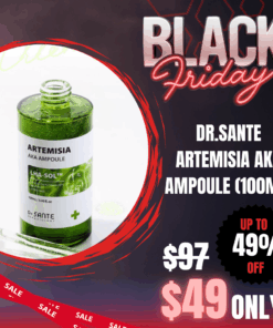 Dr.Sante Artemisia AKA Ampoule (100ml) Pore care ampoule_Black Friday Korean Skincare Sale Dr.Sante Artemisia AKA Ampoule (100ml) Dr. SANTE – KOREA NO.1 AESTHETIC BRAND Since its establishment in 2003, Sante Cosmetic Co., Ltd. has consistently researched and developed the Azulene Soother series for dry skin and the Artemisia AKA series for sensitive skin. Beautiful skin starts from here. | You’ll hear the difference in your skin – with Dr. SANTE Ampoule for oily skin, acne skin | Recommended to all skin types, troubled skin, problematic skin                      Dr. Sante Artemisia AKA Ampoule Ingredients :  Artemisia Capillaris Extract (67%), Niacinamide (150,000 ppm), Glycerin, Butylene Glycol, Dipropylene Glycol, Water, 1,2-Hexanediol, Capryloyl Salicylic Acid, Hibiscus Abelmoschus Extract, Dioscorea Japonica Root Extract, Chondrus Crispus Extract, Linum Usitatissimum (Linseed) Seed Extract, Salvia Hispanica Seed Extract, Erythritol, Allantoin, Dimethyl Sulfone, Lavandula Angustifolia (Lavender) Flower Water, Melaleuca Alternifolia (Tea Tree) Extract, Pyrus Malus (Apple) Fruit Extract, Camellia Sinensis Leaf Extract, Melia Azadirachta Leaf Extract, Salix Alba (Willow) Bark Extract, Sodium Hyaluronate, Lactic Acid/Glycolic Acid Copolymer, Polyvinyl Alcohol, Centella Asiatica Extract, Lecithin, Paeonia Suffruticosa Root Extract, Mannitol, Ethylhexylglycerin, Panthenol, Carthamus Tinctorius (Safflower) Flower Extract, Gardenia Florida Fruit Extract, Dextrin, Arginine, Betaine, Corallina Officinalis Extract, Melia Azadirachta Bark Extract, Ocimum Sanctum Leaf Extract, Moringa Oleifera Seed Oil, Hydroxyacetophenone, Ammonium Acryloyldimethyltaurate/VP Copolymer, Polyglyceryl-4 Laurate, Caprylyl Glycol, Caprylyl/Capryl Glucoside, Polyglyceryl-10 Laurate, Carbomer, Pentylene Glycol, Disodium EDTA, Fragrance