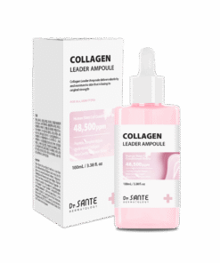 Dr. Sante Collagen Leader Ampoule (100ml)_Adipose Exosome Ampoule Dr. SANTE – KOREA NO.1 AESTHETIC BRAND Since its establishment in 2003, Sante Cosmetic Co., Ltd. has consistently researched and developed the Azulene Soother series for dry skin and the Artemisia AKA series for sensitive skin. It has made e Beautiful skin starts from here. | You’ll hear the difference in your skin – with Dr. SANTE Dr. Sante Collagen Leader Ampoule (100ml) Collagen Leader Ampoule is a skin elasticity improvement ampoule. Provides vitality and moisture to skin that is losing its original strength and elasticity, and helps to recover the skin’s original vitality and health by tightly filling in the sagging skin and promoting skin turnover. Human Stem Cell Solution, 6 types of Peptides, and Hydrolyzed Collagen improve skin elasticity, and Hydrolyzed Collagen, Ceramide NP, and Panthenol ll the skin with moisture. Vitamin B12 and Provence Rose water give vitality and energy to the skin. *Maximize effect with using beauty appliances. Ingredients: Water, Glycerin, Butylene Glycol, Dimethicone, Human Stem Cell Conditioned Media (48,500ppm), Niacinamide, Cetyl Ethylhexanoate, Isostearyl Isostearate, Panthenol, Polyglyceryl-3 Methylglucose Distearate, Hydrolyzed Collagen (10,000ppm), Rosa Centifolia Flower Water, Ceramide NP, Palmitoyl Tripeptide-1, Palmitoyl Pentapeptide-4, Hexapeptide-9, Acetyl Hexapeptide-8, Tripeptide-1, Copper Tripeptide-1, Melissa Officinalis Leaf Extract, Maltodextrin, Carbomer, Caprylyl Glycol, 1,2-Hexanediol, Xanthan Gum, Caprylhydroxamic Acid, Adenosine, Disodium EDTA, Polyglyceryl-10 Laurate, Cyanocobalamin, Methylpropanediol, PEG-8 Isostearate, Sodium Citrate, Citric Acid, Tromethamine, Fragrance