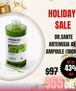Dr.Sante Artemisia AKA Ampoule (100ml) Pore care ampoule_Black Friday Korean Skincare Sale Dr.Sante Artemisia AKA Ampoule (100ml) Dr. SANTE – KOREA NO.1 AESTHETIC BRAND Since its establishment in 2003, Sante Cosmetic Co., Ltd. has consistently researched and developed the Azulene Soother series for dry skin and the Artemisia AKA series for sensitive skin. Beautiful skin starts from here. | You’ll hear the difference in your skin – with Dr. SANTE Ampoule for oily skin, acne skin | Recommended to all skin types, troubled skin, problematic skin                      Dr. Sante Artemisia AKA Ampoule Ingredients :  Artemisia Capillaris Extract (67%), Niacinamide (150,000 ppm), Glycerin, Butylene Glycol, Dipropylene Glycol, Water, 1,2-Hexanediol, Capryloyl Salicylic Acid, Hibiscus Abelmoschus Extract, Dioscorea Japonica Root Extract, Chondrus Crispus Extract, Linum Usitatissimum (Linseed) Seed Extract, Salvia Hispanica Seed Extract, Erythritol, Allantoin, Dimethyl Sulfone, Lavandula Angustifolia (Lavender) Flower Water, Melaleuca Alternifolia (Tea Tree) Extract, Pyrus Malus (Apple) Fruit Extract, Camellia Sinensis Leaf Extract, Melia Azadirachta Leaf Extract, Salix Alba (Willow) Bark Extract, Sodium Hyaluronate, Lactic Acid/Glycolic Acid Copolymer, Polyvinyl Alcohol, Centella Asiatica Extract, Lecithin, Paeonia Suffruticosa Root Extract, Mannitol, Ethylhexylglycerin, Panthenol, Carthamus Tinctorius (Safflower) Flower Extract, Gardenia Florida Fruit Extract, Dextrin, Arginine, Betaine, Corallina Officinalis Extract, Melia Azadirachta Bark Extract, Ocimum Sanctum Leaf Extract, Moringa Oleifera Seed Oil, Hydroxyacetophenone, Ammonium Acryloyldimethyltaurate/VP Copolymer, Polyglyceryl-4 Laurate, Caprylyl Glycol, Caprylyl/Capryl Glucoside, Polyglyceryl-10 Laurate, Carbomer, Pentylene Glycol, Disodium EDTA, Fragrance
