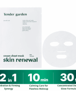 Tender garden Skin Renewal Cream Sheet Mask 30g_Black Friday Korean Skincare Sale Tender garden Skin Renewal Cream Sheet Mask (30g) - 1sheet Perfect Makeup Condition S.O.S Deep-Rising Moisture Lifting / Soothing & Moisturizing Dual Care Camellia PDRN + Exosome + NB P-Complex robustly replenish moisture and restore skin barrier for healthy skin condition renewal. Clinically Proven High-Performance Care Skin cooling, compromised skin barrier improvement, deep skin moisturizing, and elasticity improvement effects confirmed through 4 clinical tests. NEXT-GEN APPLYING “HYDRO-Glow Tox” PHYTO PDRN SKIN THEARAPY LINE