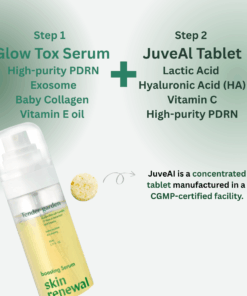 Tender garden Skin Renewal Dual Boosting Serum (90ml) Tender garden Skin Renewal Dual Boosting Serum(90ml) + Condensed Essence (1g) The concentration and stability of Juvel*k’s active ingredients — once impossible to preserve in diluted liquid form — are now fully retained in an effervescent solid formula for 100% preservation. High-Purity 99% PDRN Moisture Regenerating Formula – Water-Glow Tox Serum Daily skincare: After cleansing, spray 2–3 times during the toner step and gently pat for absorption. Your skin will feel clear, hydrated, and comfortably balanced. Intensive care for damaged skin: Soak a cotton pad with the serum and place it on clean skin for about 10 minutes as a soothing and deeply hydrating treatment mask. Tender garden Skin Renewal Dual Boosting Serum Key Ingredients : Camellia PDRN, Exosome, baby collagen, Vitamin E oil
