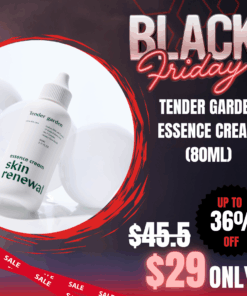 Tender garden Skin Renewal Essence Cream (80ml) PDRN, Exosome, Collagen_Black Friday Korean Skincare Sale Tender garden Skin Renewal Essence Cream (80ml) Transparently Radiant Pure Glow Skin Clearly Radiant Power Hydro-toxin Skin Hydro-toxin + Hydro Volume + Hydro Coating = 3-in-1 Care The double synergy effect of glutathione and collagen provides triple radiance care with inner glow, aqua glow, and clear glow for bright and vibrant skin. Clinically Proven High-Performance Care Clinical confirmation of immediate moisture improvement felt from just one use. Additionally, verified various skin efficacy benefits including moisture plumping effects and definitive lifting improvement for under-eyes, cheeks, and chin. NEXT-GEN APPLYING “HYDRO-Glow TOX” PHYTO PDRN SKIN THEARAPY LINE Camellia PDRN ; Hydro-toxin Combines high-purity 99% PHYTO PDRN components with 3D moisture technology. This delivers exceptional elasticity-enhancing skin renewal and outstanding well-aging HYDRO-Glow TOX effects. Camellia flowers particularly symbolize winter in Jeju, demonstrating strong vitality by blooming even in the harsh winter cold. Due to their rich components and skin benefits, they are highly popular ingredients in the cosmetics industry. 110 Billion Exosomes ; Hydro Plumping Exosome particles (110 billion) that are 400 times smaller than pores rapidly penetrate the skin, providing firm moisture plumping effects. Exosomes play a role in transporting various bio-derived substances such as signaling molecules, proteins, and hexane to recipient cells. This ingredient is gaining attention in skin beauty and pharmaceutical development. Baby Collagen (17 Amino Acids) ; Hydro Coating Baby collagen that exists only in 1-year-old baby skin provides Hydro coating effects. Natural Moisturizing Factor (NMF) is a substance that naturally exists within the skin to help maintain adequate moisture. While we produce NMF naturally from birth, its distribution is most abundant in baby skin. Tender garden Skin Renewal Essence Cream Ingredients: Water, Isopropyl Isostearate, Butylene Glycol Dicaprylate/Dicaprate, Hydrogenated Polyisobutene, Cetyl PEG/PPG-10/1 Dimethicone, Glycerin, Pentylene Glycol, Camellia Japonica Flower Extract, Sodium DNA, Sodium Hyaluronate Crosspolymer, Oryza Sativa (Rice) Bran Extract, Citric Acid, Glycine, Serine, Glutamic Acid, Aspartic Acid, Leucine, Arginine, Lysine, Alanine, Tyrosine, Phenylalanine, Proline, Threonine, Valine, Isoleucine, Histidine, Cysteine, Methionine, Collagen Extract, Glutathione, Tocopherol, Magnesium Sulfate, Butylene Glycol, Caprylyl Glycol, Ethylhexylglycerin, 1,2-Hexanediol, Pentaerythrityl Tetra-di-t-butyl Hydroxyhydrocinnamate, Adenosine