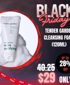 Tender Garden Cleansing Foam Extra Purifying (120ml)_Black Friday Korean Skincare Sale Tender Garden Cleansing Foam Extra Purifying (120ml) Glow skin starts from cleansing! Mild acidic and hydrating cleansing foam for all skin type Tender garden Extra Purifying Cleansing Foam (120ml) Moisturizing Mild Cleansing The Beginning of Hydro-Glowtox Cleansing Moisture Cleansing Without Inner Tightness High-purity Camellia PDRN + 17 types of amino acid moisturizing components draw moisture to maintain clear, moist skin texture even after cleansing. Clinically Proven High-Performance Care Gentle yet powerful cleansing power confirmed through 4 clinical tests (sebum, waste, oil)! Provides 10-layer deep skin moisturizing power. NEXT-GEN APPLYING “Hydro-Glowtox” PHYTO PDRN SKIN THEARAPY LINE Camellia PDRN ; Hydro-Glowtox Combines high-purity 99% PHYTO PDRN components with 3D moisture technology. This delivers exceptional elasticity-enhancing skin renewal and outstanding well-aging Hydro-Glowtox effects. Camellia flowers particularly symbolize winter in Jeju, demonstrating strong vitality by blooming even in the harsh winter cold. Due to their rich components and skin benefits, they are highly popular ingredients in the cosmetics industry. Baby Collagen (17 Amino Acids) ; Hydro Coating Baby collagen that exists only in 1-year-old baby skin provides Hydro coating effects. Natural Moisturizing Factor (NMF) is a substance that naturally exists within the skin to help maintain adequate moisture. While we produce NMF naturally from birth, its distribution is most abundant in baby skin. Tender garden Extra Purifying Cleansing Foam Ingredients Purified Water, Glycerin, Sodium Cocoyl Glycinate, Coco-Betaine, Butylene Glycol, Sodium Lauroyl Glutamate, Hydroxypropyl Starch Phosphate, Gluconolactone, Quillaja Saponaria Bark Extract, Camellia Japonica Flower Extract, Nelumbo Nucifera Flower Extract, Ulmus Root Extract, Sodium Chloride, Coco-Glucoside, Citric Acid, Caprylyl Glycol, Polysorbate 67, Sodium Cocoyl Isethionate, Propanediol, Sodium Phytate, 1,2-Hexanediol, Polyglyceryl-10 Stearate, Polyglyceryl-10 Oleate, Ethylhexylglycerin, Glycine, Serine, Glutamic Acid, Aspartic Acid, Lysine, Alanine, Arginine, Threonine, Phenylalanine, Proline, Tryptophan, Valine, Isoleucine, Histidine, Cysteine, Methionine, Sodium DNA, Sodium Hyaluronate Crosspolymer.