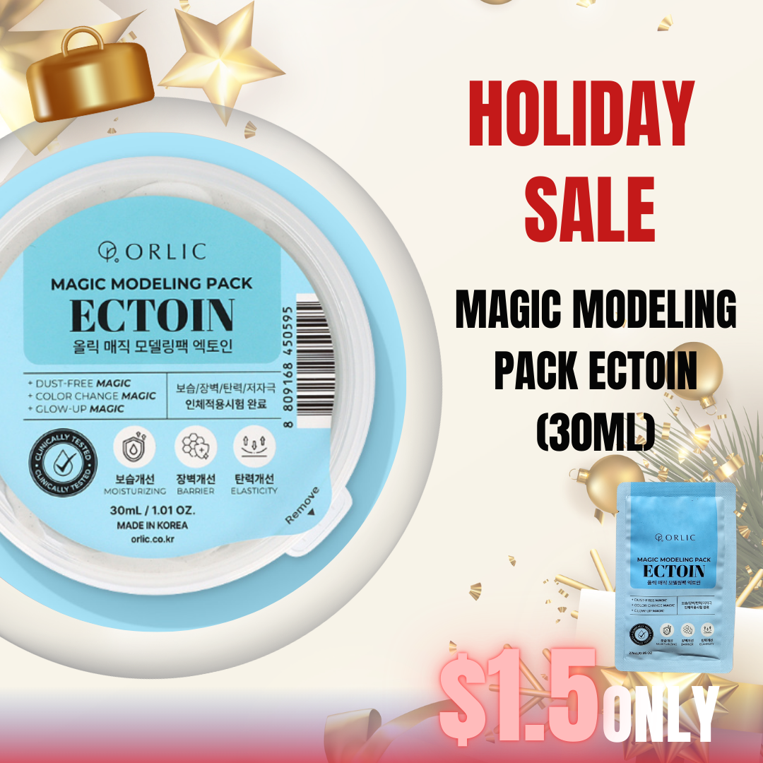 Orlic Magic Modeling Pack (27ml) Ectoin (Strenghtening barrier)Orlic - Let your skin return to its natural flow

HOW TO USE

Mix contents and water in a 1:1 ratio (27 g water + 1 pouch product)

Features

Made with allergen-free natural fragrance — no synthetic scents used
Clinically tested for moisturizing, skin barrier reinforcement, elasticity improvement, and low irritation
3 Magical Effects!
Dust-Free Magic - Clean and tidy application with no powder scatter. Unlike traditional powder-type modeling packs, this liquid formula ensures a clean and comfortable experience.
Color Change Magic - Watch the color transform as you mix.The moment water is added, the pack transforms from a rich base color to a soft, beautiful pastel shade.
Glow-Up Magic - A radiant glow from deep within your skin. As you remove the pack, nourishing essential oils help deliver lasting hydration and a luminous glow from within

Product Types

Orlic Magic Modeling Pack #2 Ectoin  (27ml)

Calming and Locking hydration

Ingredients : Ethylhexyl Palmitate, Propylene Glycol, Sorbitan Oleate, Ectoin, 1,2Hexanediol, Caprylyl Glycol, Pyrus Communis Pear Fruit Extract, Prunus Persica Peach Fruit Extract, Vanilla Planifolia Fruit Extract, Gardenia Florida Fruit Extract, Crataegus Cuneata Fruit/Stem Extract, Guaiazulene