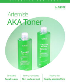 Dr. Sante Artemisia AKA Toner (200ml) Dr. SANTE – KOREA NO.1 AESTHETIC BRAND Since its establishment in 2003, Sante Cosmetic Co., Ltd. has consistently researched and developed the Azulene Soother series for dry skin and the Artemisia AKA series for sensitive skin. Beautiful skin starts from here. | You’ll hear the difference in your skin – with Dr. SANTE Mild acidic toner for oily skin, acne skin | Recommended to all skin types, troubled skin, problematic skin Dr. Sante Artemisia AKA Toner Ingredients : Artemisia Princeps Extract (83%), Glycerin, Methylpropanediol, Butylene Glycol, Pyrus Malus (Apple) Fruit Extract, Allantoin, Mugwort Extract, Erythritol, Sodium Hyaluronate, Panthenol, Capryloyl Salicylic Acid, Gluconolactone, Hamamelis Virginiana (Witch Hazel) Bark/Leaf/Twig Extract, Pentylene Glycol, Purified Water, Caprylhydroxamic Acid, 1,2-Hexanediol, Polyglyceryl-10 Laurate, Indigofera Tinctoria Leaf Extract, Xanthan Gum, Malus Domestica Fruit Extract, Dioscorea Japonica Root Extract, Camellia Sinensis Leaf Extract, Curcuma Longa (Turmeric) Root Extract, Indigofera Tinctoria Flower Extract, Tocopheryl Acetate, Vitis Vinifera (Grape) Seed Extract, Citrus Limon (Lemon) Fruit Extract, Lavandula Angustifolia (Lavender) Flower Extract, Cocos Nucifera (Coconut) Oil, Ethylhexylglycerin, Disodium EDTA, Arnica Montana Flower Extract, Saccharomyces Lysate Filtrate, Dioscorea Opposita Root Extract, Iris Shibuya Extract, Salvia Hispanica (Chia) Seed Extract, Amomum Villosum Fruit Extract