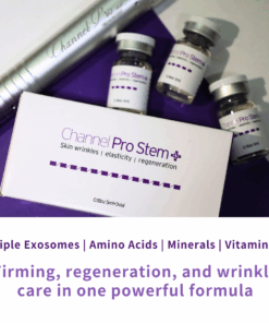 Channel Pro Stem+ (5ml*3vials) Wrinkle, Elasticity, Regeneration Triple Exosome Serum Skin Wrinkles | Elasticity | Regeneration Bring professional-level skin care to your home with Channel Pro Stem+ Ampoule! Perfect for DIY microchanneling or daily skin rejuvenation, this ampoule is formulated to repair, brighten, and strengthen your skin, targeting fine lines, scars, dullness, and elasticity. Channel Pro Stem+ Ampoule combines 3 Exosomes, 20 amino acids, 5 minerals, and B-complex vitamins to support skin regeneration, scar repair, wrinkle care, and elasticity. Brightens, nourishes, and strengthens skin — professional results, now at home. Powerful Ingredients for Visible Results 3 Advanced Exosomes (Human Adipose Stem Cell, Apple & Grape) Boost skin recovery, enhance radiance, and support natural regeneration. 20 Amino Acids Strengthen your skin barrier, improve elasticity, and maintain deep hydration. 5 Essential Minerals (Calcium, Sodium, Phosphate, etc.) Balance moisture, soothe irritation, and fortify skin health. Vitamin B-Complex + Niacinamide + Folic Acid Protect against oxidative stress, brighten skin tone, and support healthy metabolism. Channel Pro Stem+ Key Benefits Regeneration & Scar Care: Supports cellular repair for smoother, revitalized skin. Wrinkle & Elasticity Support: Amino acids help improve firmness and reduce fine lines. Brightening & Tone Correction: Niacinamide and folic acid even skin tone and restore glow. Safe & Gentle: Non-irritating formula, stable at room temperature, perfect for home use. Channel Pro Stem+ How to Use Apply a few drops to clean skin before microchanneling or as part of your daily skincare routine. Massage gently until absorbed. Ideal for DIY microchanneling enthusiasts seeking professional-grade results at home. Channel Pro Stem+ Ingredients Water · Human Adipose Stem Cell Conditioned Media · Malus Domestica Extracellular Vesicles · Vitis Vinifera Extracellular Vesicles · 1,2-Hexanediol · Calcium Chloride · Sodium Chloride · Sodium Phosphate · Arginine HCl · Cystine · Glutamine · Glycine · Histidine HCl · Isoleucine · Leucine · Lysine HCl · Methionine · Phenylalanine · Serine · Threonine · Tryptophan · Valine · Folic Acid · Inositol · Niacinamide · Calcium Pantothenate · Pyridoxine HCl · Riboflavin · Thiamine HCl · Glucose · Hydroxyethylpiperazine Ethane Sulfonic Acid · Sodium Pyruvate · Sodium Bicarbonate · Alanine · Asparagine · Aspartic Acid · Cysteine HCl · Glutamic Acid · Proline