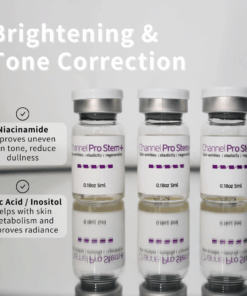 Channel Pro Stem+ (5ml*3vials) Wrinkle, Elasticity, Regeneration Triple Exosome Serum Skin Wrinkles | Elasticity | Regeneration Bring professional-level skin care to your home with Channel Pro Stem+ Ampoule! Perfect for DIY microchanneling or daily skin rejuvenation, this ampoule is formulated to repair, brighten, and strengthen your skin, targeting fine lines, scars, dullness, and elasticity. Channel Pro Stem+ Ampoule combines 3 Exosomes, 20 amino acids, 5 minerals, and B-complex vitamins to support skin regeneration, scar repair, wrinkle care, and elasticity. Brightens, nourishes, and strengthens skin — professional results, now at home. Powerful Ingredients for Visible Results 3 Advanced Exosomes (Human Adipose Stem Cell, Apple & Grape) Boost skin recovery, enhance radiance, and support natural regeneration. 20 Amino Acids Strengthen your skin barrier, improve elasticity, and maintain deep hydration. 5 Essential Minerals (Calcium, Sodium, Phosphate, etc.) Balance moisture, soothe irritation, and fortify skin health. Vitamin B-Complex + Niacinamide + Folic Acid Protect against oxidative stress, brighten skin tone, and support healthy metabolism. Channel Pro Stem+ Key Benefits Regeneration & Scar Care: Supports cellular repair for smoother, revitalized skin. Wrinkle & Elasticity Support: Amino acids help improve firmness and reduce fine lines. Brightening & Tone Correction: Niacinamide and folic acid even skin tone and restore glow. Safe & Gentle: Non-irritating formula, stable at room temperature, perfect for home use. Channel Pro Stem+ How to Use Apply a few drops to clean skin before microchanneling or as part of your daily skincare routine. Massage gently until absorbed. Ideal for DIY microchanneling enthusiasts seeking professional-grade results at home. Channel Pro Stem+ Ingredients Water · Human Adipose Stem Cell Conditioned Media · Malus Domestica Extracellular Vesicles · Vitis Vinifera Extracellular Vesicles · 1,2-Hexanediol · Calcium Chloride · Sodium Chloride · Sodium Phosphate · Arginine HCl · Cystine · Glutamine · Glycine · Histidine HCl · Isoleucine · Leucine · Lysine HCl · Methionine · Phenylalanine · Serine · Threonine · Tryptophan · Valine · Folic Acid · Inositol · Niacinamide · Calcium Pantothenate · Pyridoxine HCl · Riboflavin · Thiamine HCl · Glucose · Hydroxyethylpiperazine Ethane Sulfonic Acid · Sodium Pyruvate · Sodium Bicarbonate · Alanine · Asparagine · Aspartic Acid · Cysteine HCl · Glutamic Acid · Proline