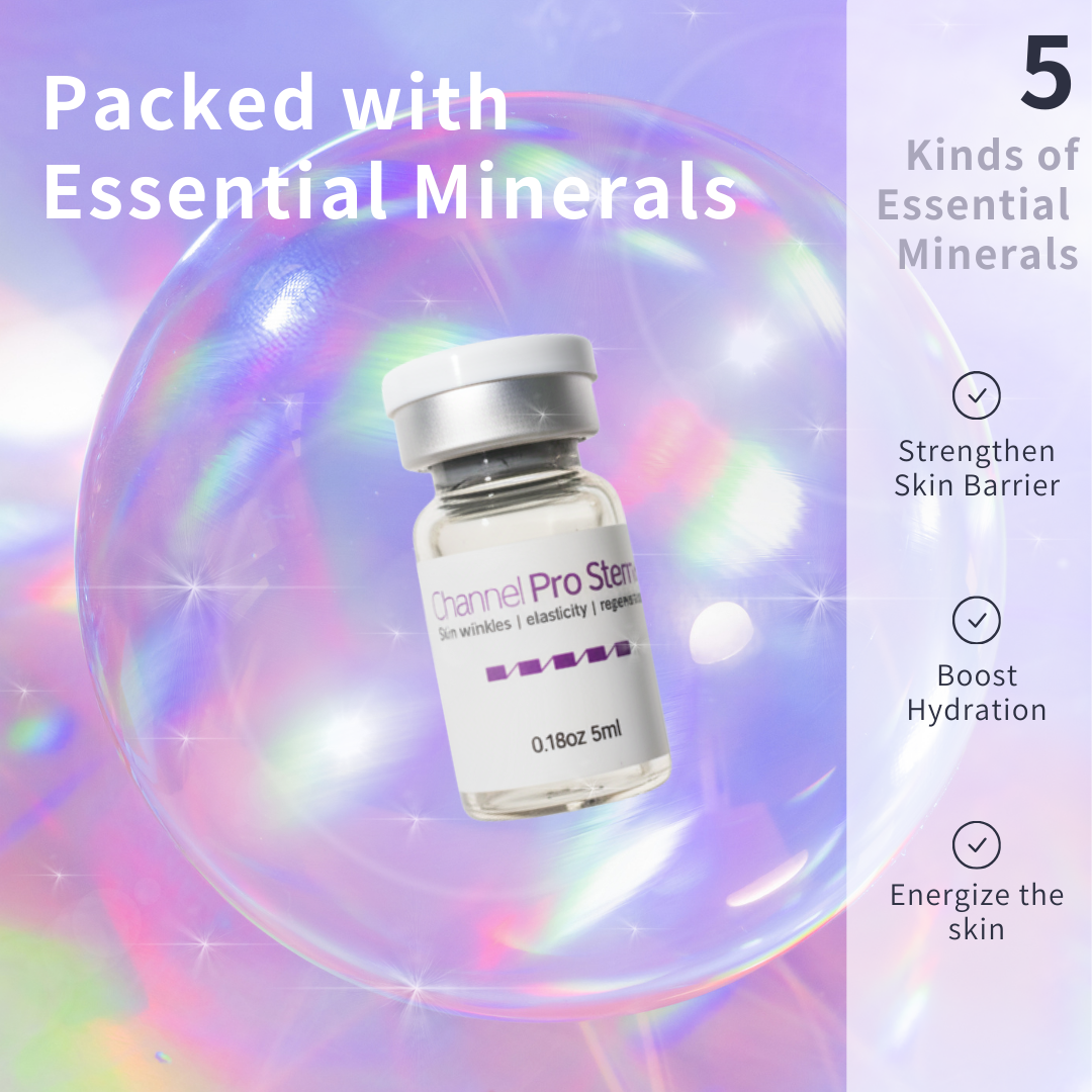 Channel Pro Stem+ (5ml*3vials) Wrinkle, Elasticity, Regeneration Triple Exosome Serum Skin Wrinkles | Elasticity | Regeneration Bring professional-level skin care to your home with Channel Pro Stem+ Ampoule! Perfect for DIY microchanneling or daily skin rejuvenation, this ampoule is formulated to repair, brighten, and strengthen your skin, targeting fine lines, scars, dullness, and elasticity. Channel Pro Stem+ Ampoule combines 3 Exosomes, 20 amino acids, 5 minerals, and B-complex vitamins to support skin regeneration, scar repair, wrinkle care, and elasticity. Brightens, nourishes, and strengthens skin — professional results, now at home. Powerful Ingredients for Visible Results 3 Advanced Exosomes (Human Adipose Stem Cell, Apple & Grape) Boost skin recovery, enhance radiance, and support natural regeneration. 20 Amino Acids Strengthen your skin barrier, improve elasticity, and maintain deep hydration. 5 Essential Minerals (Calcium, Sodium, Phosphate, etc.) Balance moisture, soothe irritation, and fortify skin health. Vitamin B-Complex + Niacinamide + Folic Acid Protect against oxidative stress, brighten skin tone, and support healthy metabolism. Channel Pro Stem+ Key Benefits Regeneration & Scar Care: Supports cellular repair for smoother, revitalized skin. Wrinkle & Elasticity Support: Amino acids help improve firmness and reduce fine lines. Brightening & Tone Correction: Niacinamide and folic acid even skin tone and restore glow. Safe & Gentle: Non-irritating formula, stable at room temperature, perfect for home use. Channel Pro Stem+ How to Use Apply a few drops to clean skin before microchanneling or as part of your daily skincare routine. Massage gently until absorbed. Ideal for DIY microchanneling enthusiasts seeking professional-grade results at home. Channel Pro Stem+ Ingredients Water · Human Adipose Stem Cell Conditioned Media · Malus Domestica Extracellular Vesicles · Vitis Vinifera Extracellular Vesicles · 1,2-Hexanediol · Calcium Chloride · Sodium Chloride · Sodium Phosphate · Arginine HCl · Cystine · Glutamine · Glycine · Histidine HCl · Isoleucine · Leucine · Lysine HCl · Methionine · Phenylalanine · Serine · Threonine · Tryptophan · Valine · Folic Acid · Inositol · Niacinamide · Calcium Pantothenate · Pyridoxine HCl · Riboflavin · Thiamine HCl · Glucose · Hydroxyethylpiperazine Ethane Sulfonic Acid · Sodium Pyruvate · Sodium Bicarbonate · Alanine · Asparagine · Aspartic Acid · Cysteine HCl · Glutamic Acid · Proline