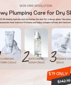 New year skincare resolution - Dry Skin Designed especially for dry and moisture-depleted skin, this dewy plumping care set delivers intensive hydration and revitalization for a luminous, glass-like glow. Powered by PDRN and multiple hyaluronic acids, the formulas help deeply replenish moisture, improve skin elasticity, and restore a smooth, supple appearance. Enhanced with exosomes, the system supports visible firmness and skin regeneration, while baby collagen works to refine skin texture and promote a soft, youthful finish. The result is skin that looks plumper, healthier, and naturally radiant from within. Experience topical Juve Glowtox skincare at home**—a professional-inspired routine that transforms dry, tired-looking skin into hydrated, glowing skin with continued use. What’s Included: Tender Garden Cleansing Foam (120ml) – A gentle, moisture-friendly cleanser that effectively removes impurities without stripping the skin, leaving it soft and refreshed. Tender Garden Skin Renewal Dual Boosting Serum (90ml) + Essence Tablet (1g) – A customizable serum system that boosts hydration, radiance, and skin renewal by freshly activating potent ingredients at the time of use. Tender Garden Skin Renewal Essence Cream (80ml) – A rich yet lightweight essence cream that seals in moisture, enhances elasticity, and delivers a long-lasting dewy glow