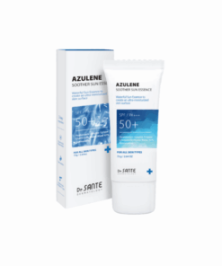 Dr. Sante Azuelen Soother Sun Essence (75ml) Hydration added to sunscreen! Intense moisture supply with 11 types of Hyaluronic Acid / DESCRIPTION / Powerful UV protection with a fresh, lightweight finish— no stickiness, no white cast! SPF50+ / PA+++ Blue Camazulene Base | Moisture Boost & Lock | Soothing & UV Protection Dr. Sante Azuelen Soother Sun Essence KEY Ingredients : Chamomile Flower Water, Guaiazulene, 11 Types of Hyaluronic Acid, Centella Asiatica Extract, Sophora Root Extract, Panthenol