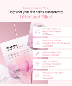 Dr. Sante COLLAGEN LEADER MASK (30g*10ea) Dr. SANTE – KOREA NO.1 AESTHETIC BRAND Since its establishment in 2003, Sante Cosmetic Co., Ltd. has consistently researched and developed the Azulene Soother series for dry skin and the Artemisia AKA series for sensitive skin. Beautiful skin starts from here. | You’ll hear the difference in your skin – with Dr. SANTE Dr. Sante COLLAGEN LEADER MASK (30g*10ea) 16,800 ppm Hydrolyzed Collagen The true collagen leader mask / DESCRIPTION / Real collagen that deeply firms and fills the skin from within A premium gel sheet compatible with LED beauty devices High-Concentration Premium Mask | Deep Firming | Elasticity Care